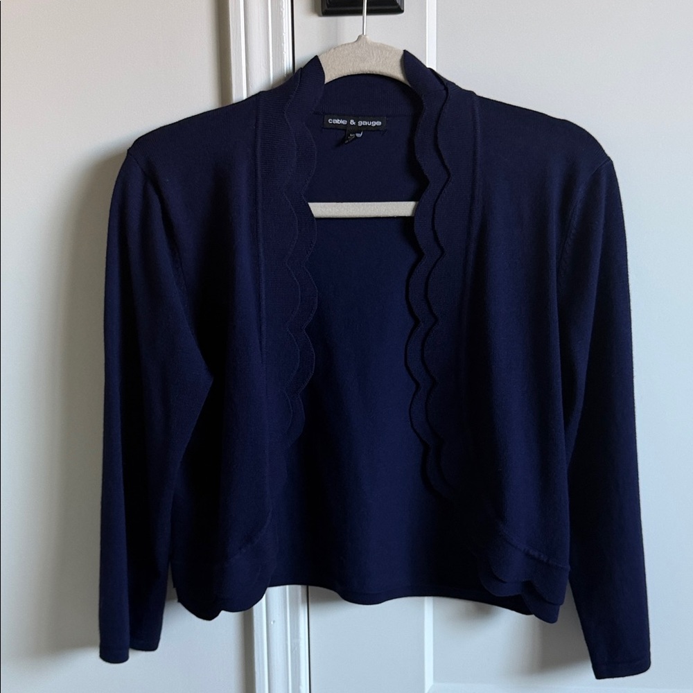 Cable & Gauge Dark Blue Scalloped Cardigan
